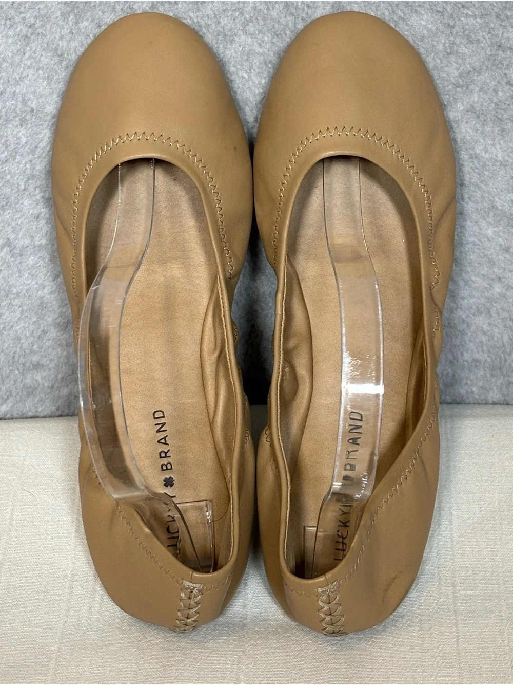 Lucky Brand Emmie Classic Slip-On Leather Ballet Flats-Tan-Women Size 11